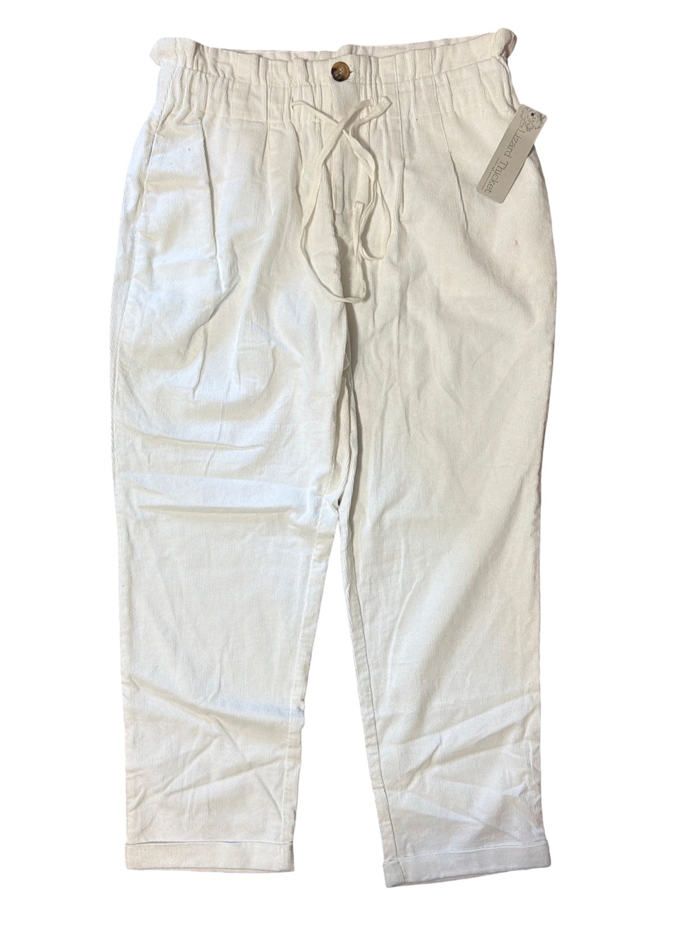 Lizard Thicket Cream Straight-Leg Women's Pants with Pockets-Size L